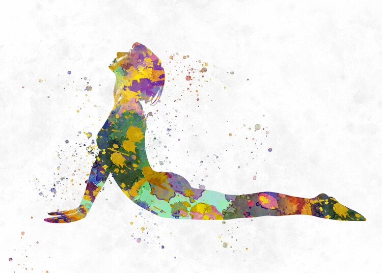 Illustrazione Young woman practices yoga in watercolor