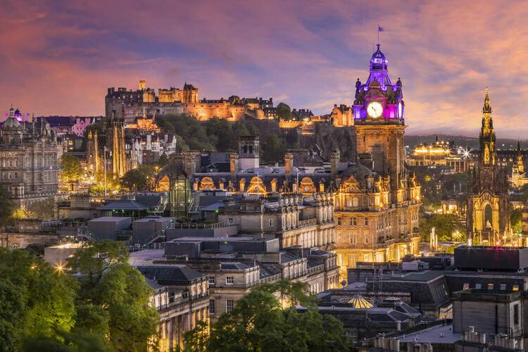 Kunstfoto Fantastic sunset in Edinburgh