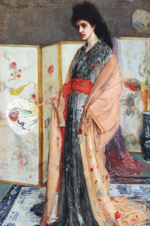 Riproduzione The Princess from the Land of Porcelain (Female Portrait in a Kimono) - James McNeill Whistler