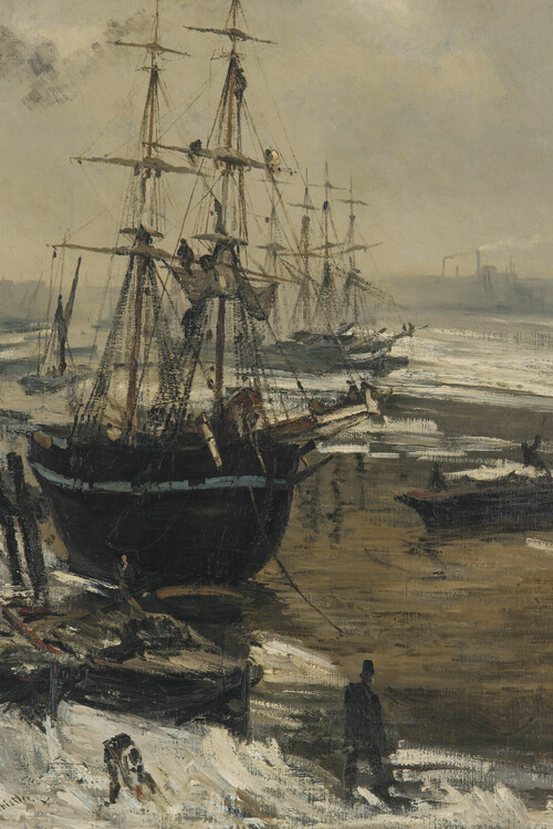 Riproduzione The Thames in Ice (Vintage Ship in Winter) - James McNeill Whistler