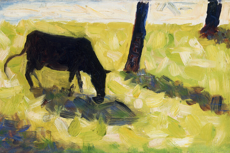 Художній друк Black Cow in a Meadow (Vintage Landscape) - Georges Seurat