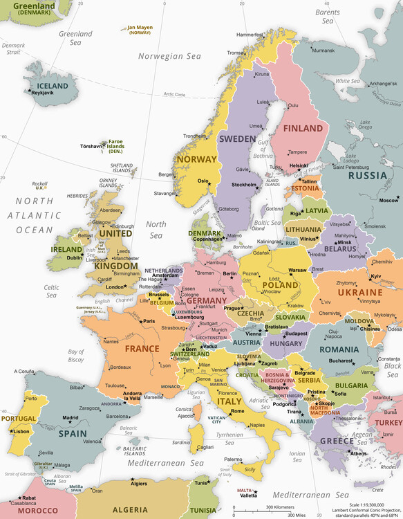 Mappa Political Europe Map