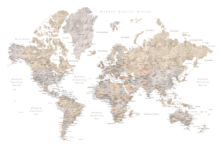 Mappa Mapamundi con etiquetas en español Abey