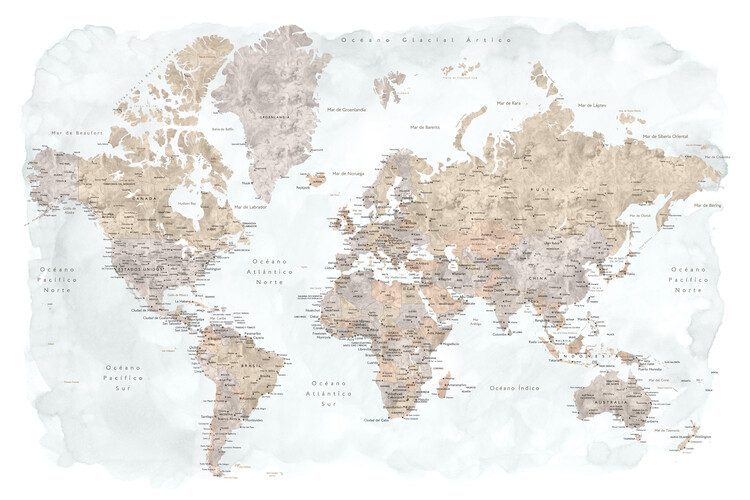 Mappa Mapamundi con etiquetas en español Calista