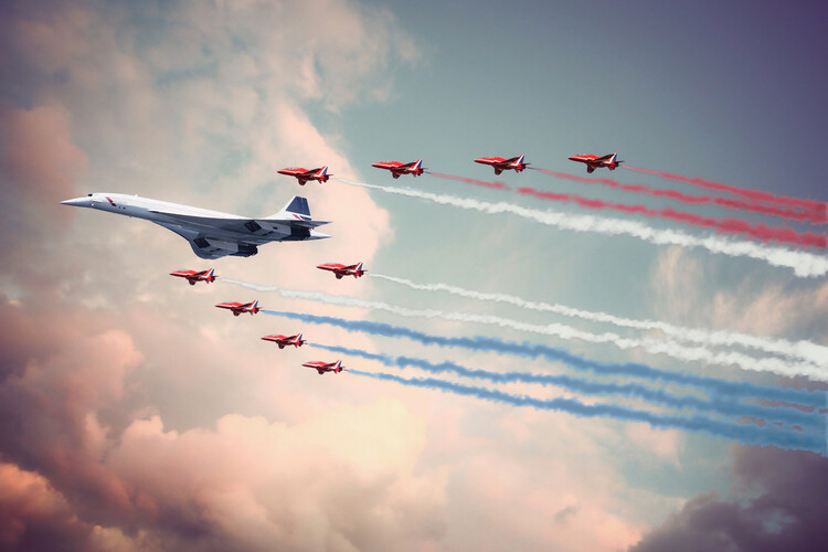 Fotografie Concorde and Red Arrows