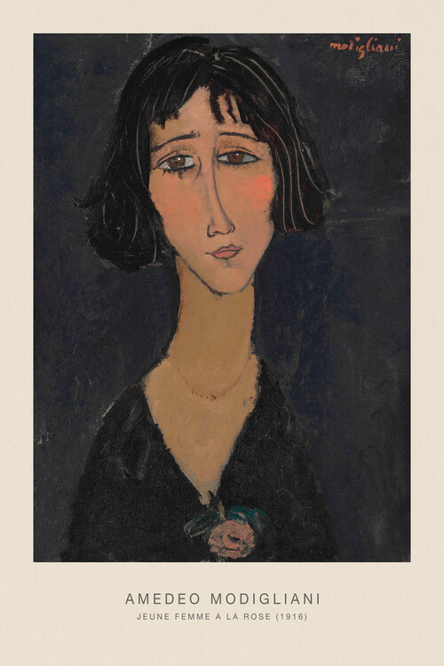 Riproduzione Jeune femme a la rose, Margherita (Portrait of a Beautiful Girl) - Amedeo Modigliani