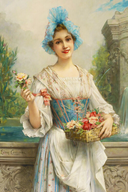 Riproduzione The Flower Seller (Female Portrait) - Léon François Comerre