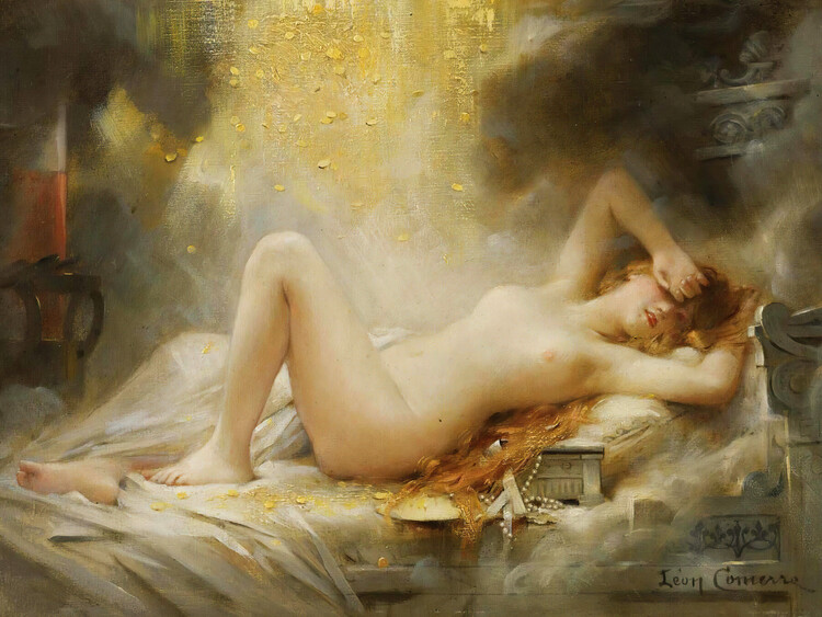 Riproduzione Danae & The Shower of Gold (Nude) - Léon François Comerre