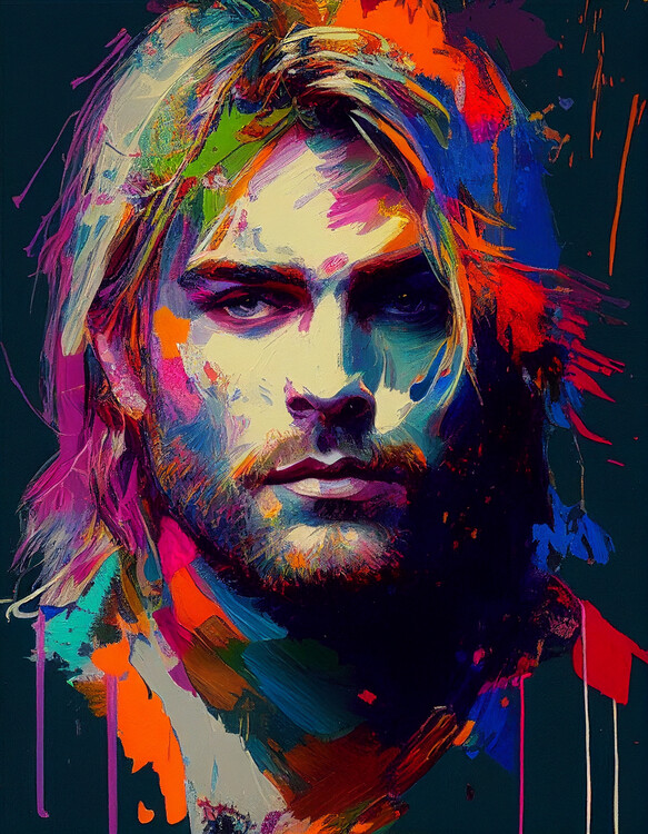 Illustration Cobain portrait, Pop art style