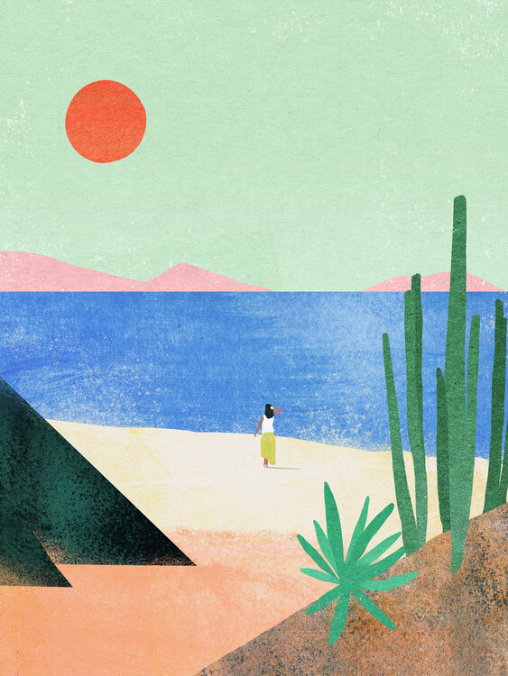 Illustration Tropical Beach Girl