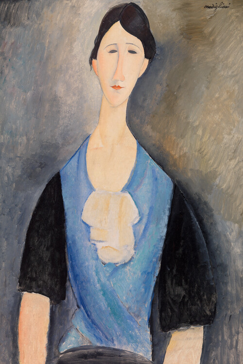 Riproduzione Portrait of a Young Woman in Blue