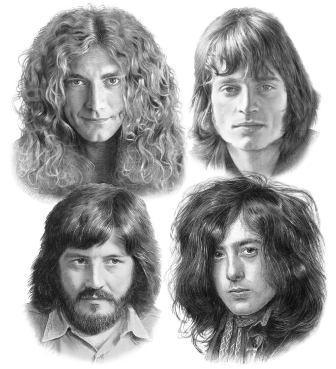 Illustration Led Zeppelin group 4 members