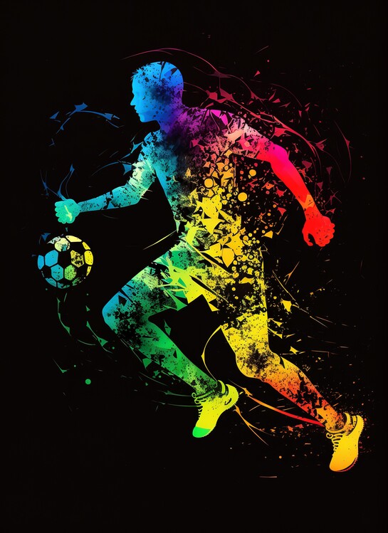 Illustration Football Soccer Player Colorful Silhouette