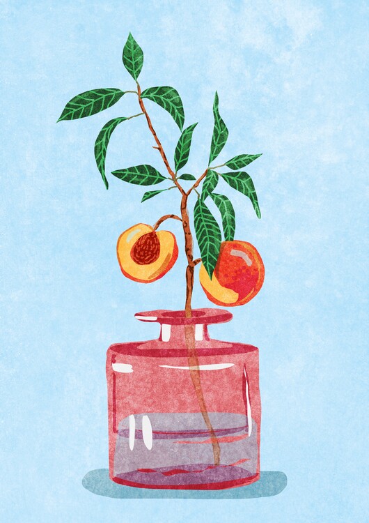 Ілюстрація Peach Tree in Vase