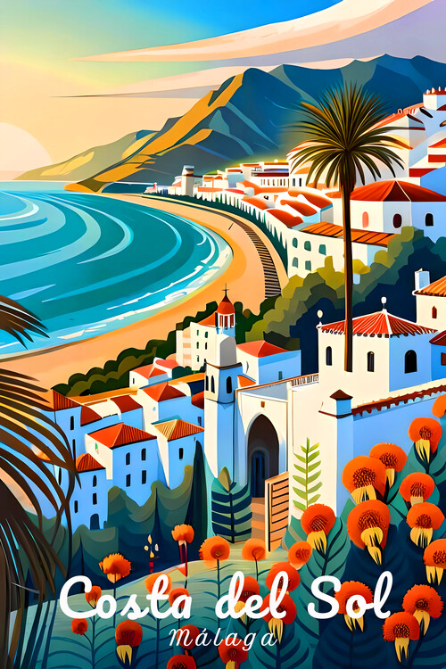 Illustrazione COSTA DEL SOL - Malaga |  White Villages on the Sunny Coast