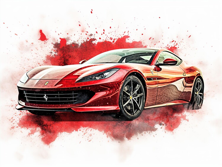 Illustration Red Car Ferrari 488