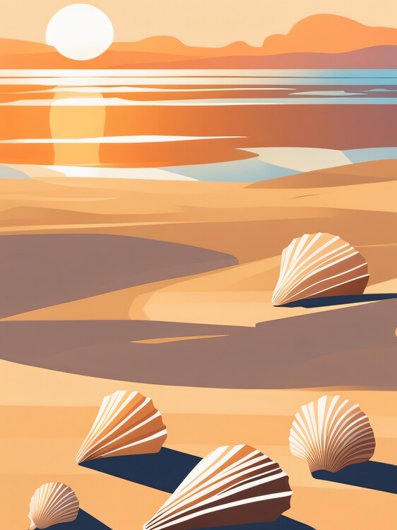 Illustration Beachside Abstract Shells