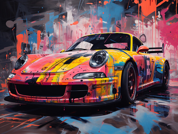 Illustration Porsche GT911 car Graffiti Style