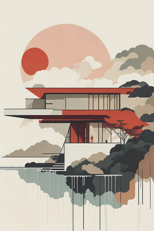 Ілюстрація Frank Lloyd Wright Falling Water House