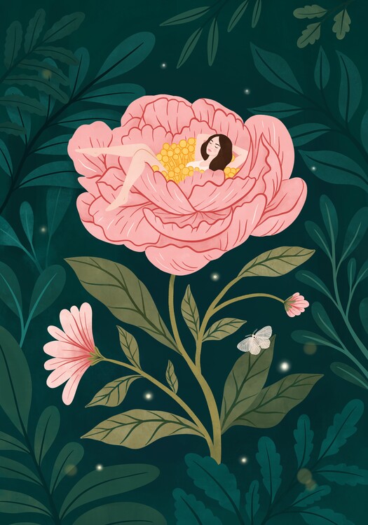 Illustration Peony Girl