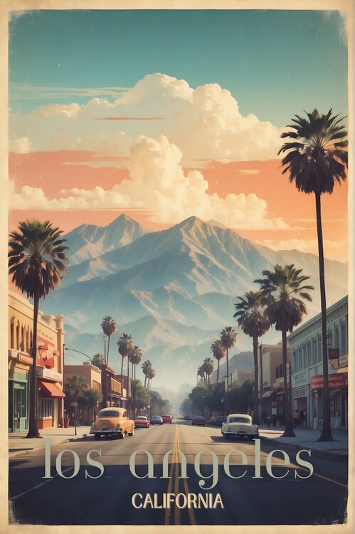 Illustrazione Capturing Glamour: Vintage Travel Poster of Los Angeles