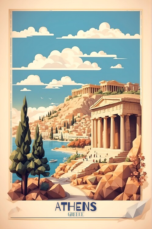 Illustrazione Athens Vintage Travel Poster: Grecian Splendor Poster