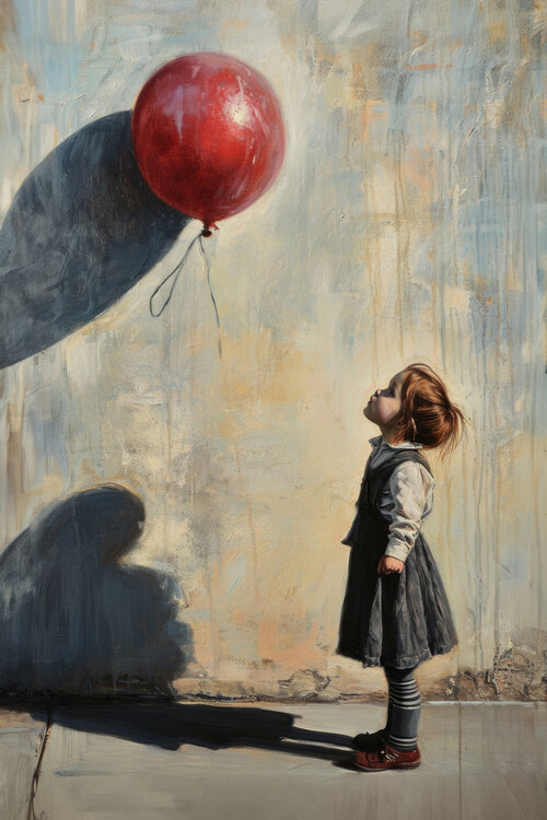 Ilustrace The Red Balloon Edward Hopper Style