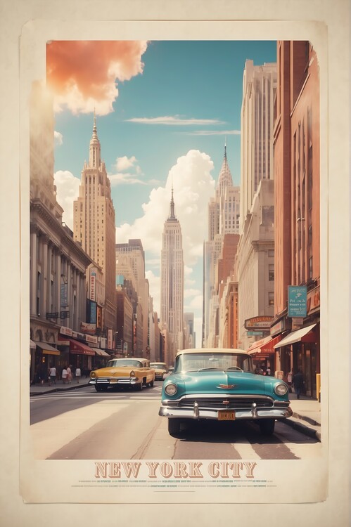 Illustration NYC Manhatten: Vintage Travel Poster