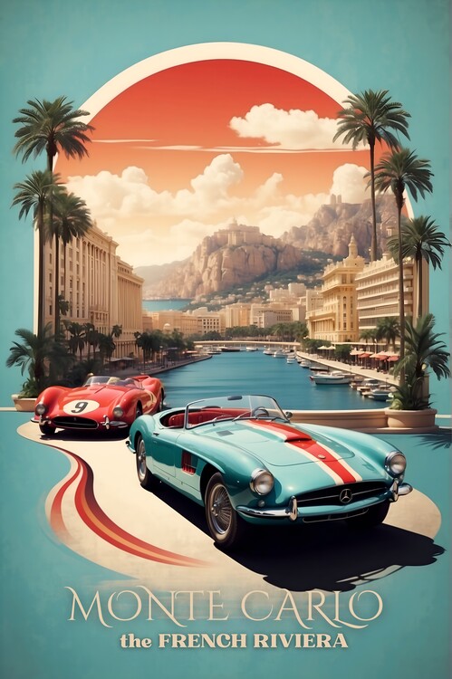 Illustrazione Monte Carlo Racing Elegance: Vintage Motorsport Poster