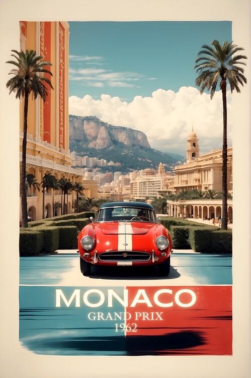 Illustrazione Classic Cars & Racing Legends: Monaco Grand Prix Poster