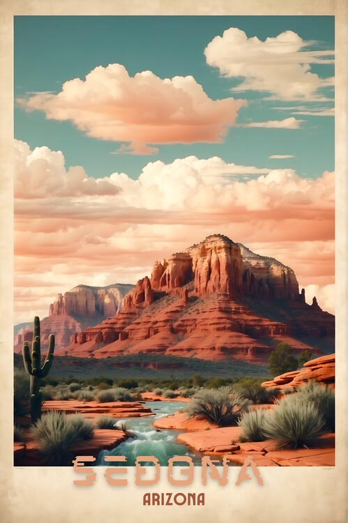 Illustrazione Sedona Vintage Travel Poster - Southwest Serenity Unveiled