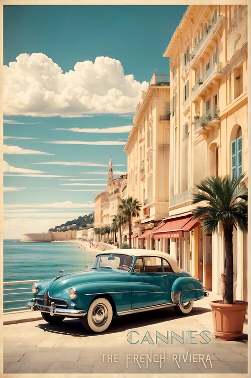 Illustrazione Sun-Kissed Splendor: Vintage Cannes Travel Poster