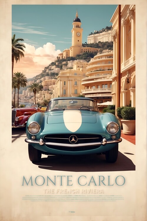 Illustrazione Classic Monte Carlo Elegance: Vintage Art Print