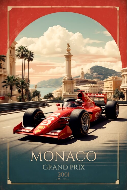 Obraz na płótnie Monaco Grand Prix Nostalgia: Vintage Inspired Poster