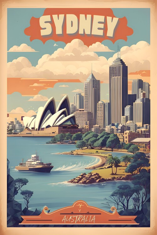 Illustrazione Vintage Sydney Poster: A Glimpse into Australia's Past