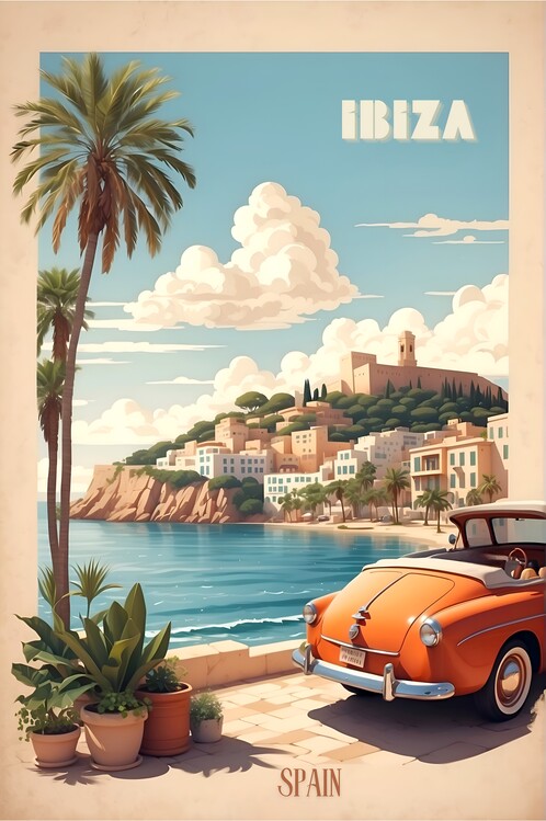 Illustrazione Ibiza Vintage Retro Travel Art