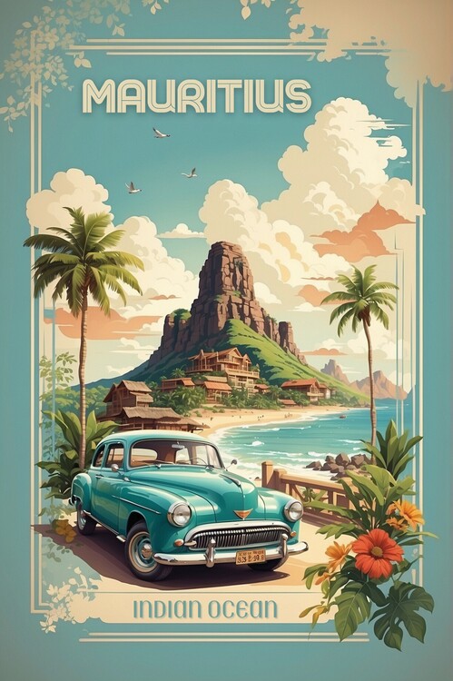 Illustrazione Mauritius Island Odyssey: Vintage Travel Poster