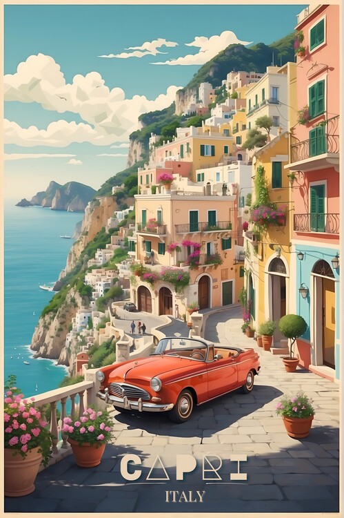 Illustration Capri Splendor: Vintage Travel Poster