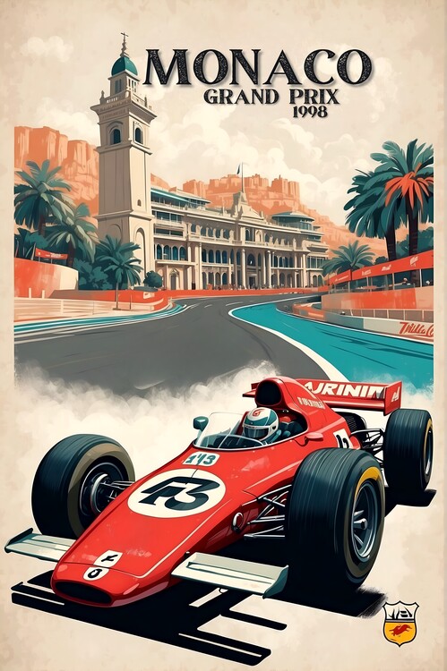 Illustrazione Speed and Style: Retro Formula 1 Monaco