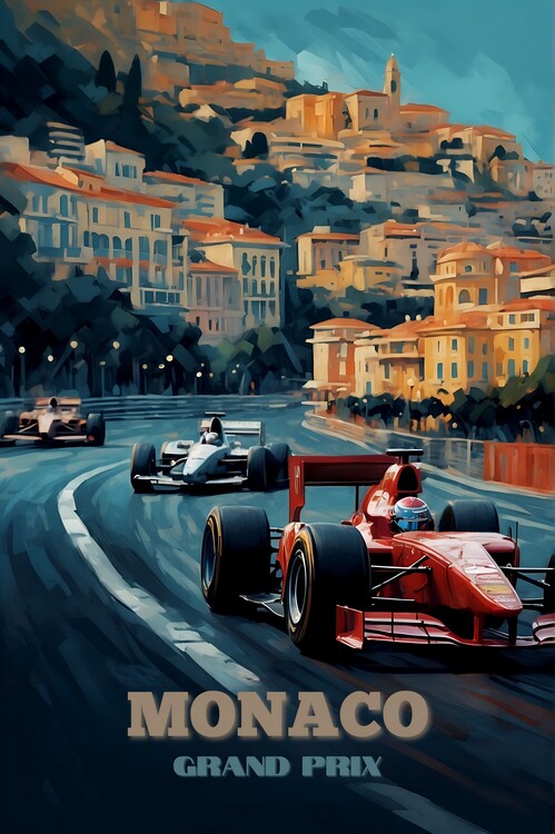 Bild auf Leinwand Vintage Abstract Monaco Grand Prix Posters: Racing in Style