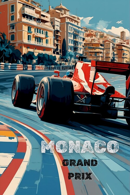 Illustrazione Monaco Grand Prix Abstract: Racing Art Prints