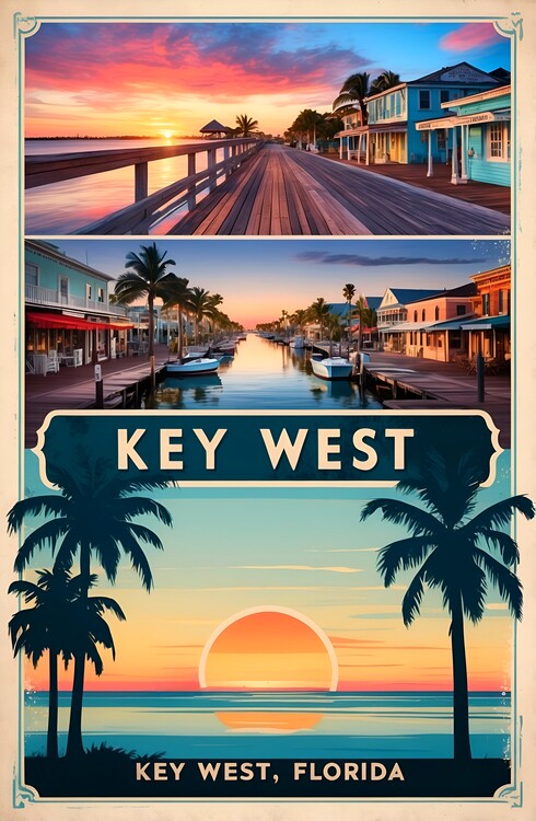 Illustrazione Vintage Key West: A Captivating Historic Illustration