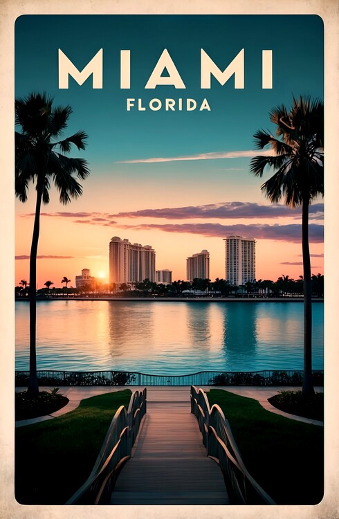 Illustrazione Retro Miami: A Captivating Vintage-Inspired Illustration