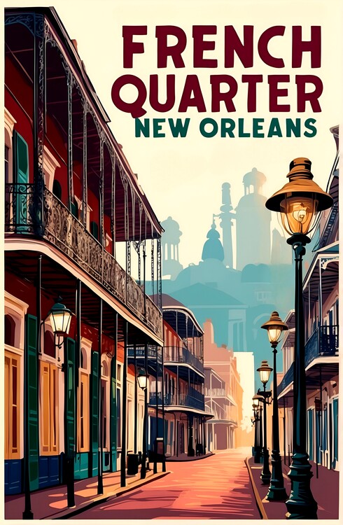 Illustrazione New Orleans Nostalgia: Vintage Drawing of the French Quarter