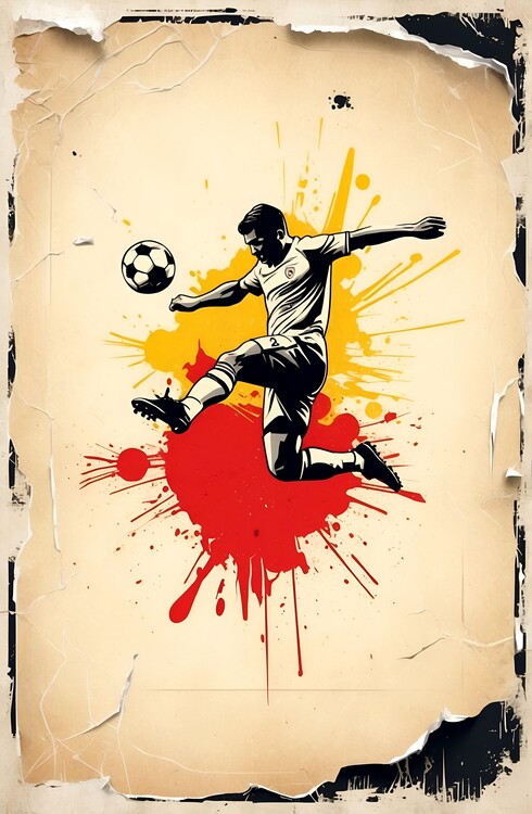 Illustration Retro Football Excitement: A Colorful Sports Illustration