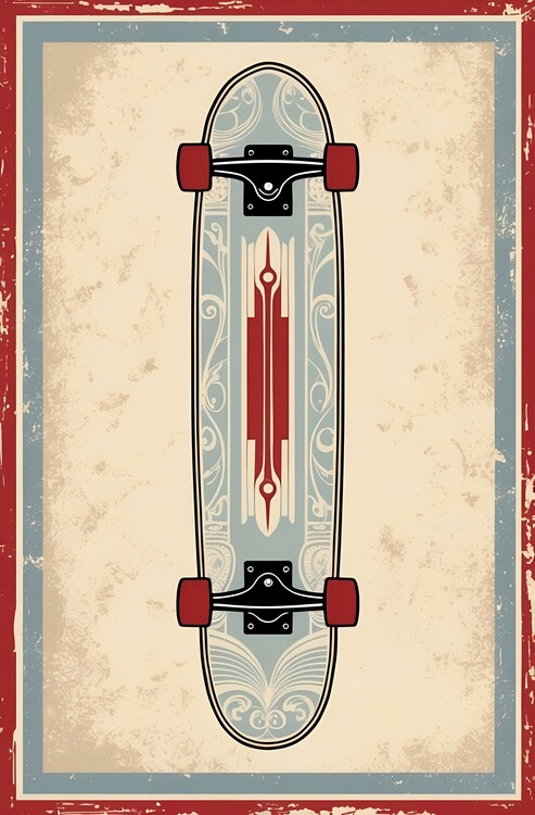 Illustrazione Classic Skateboarding Style: A Vintage Art Piece