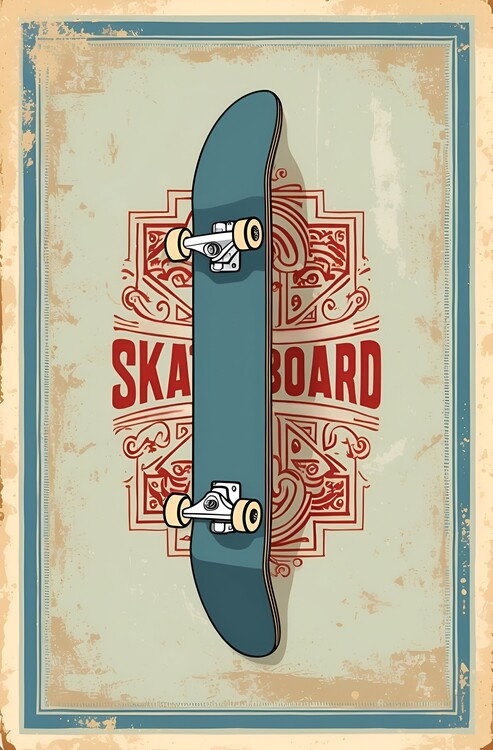 Illustrazione Retro Skateboard Action: A Vintage-Inspired Illustration