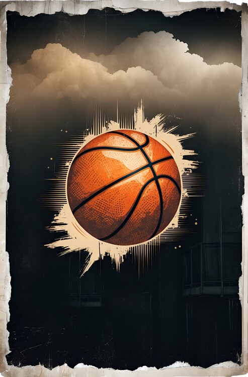 Illustrazione Vintage Hoops Art: Nostalgic Basketball Illustration