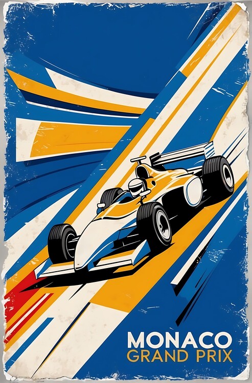 Illustrazione Retro Monaco Grand Prix Poster: Abstract Vintage Racing