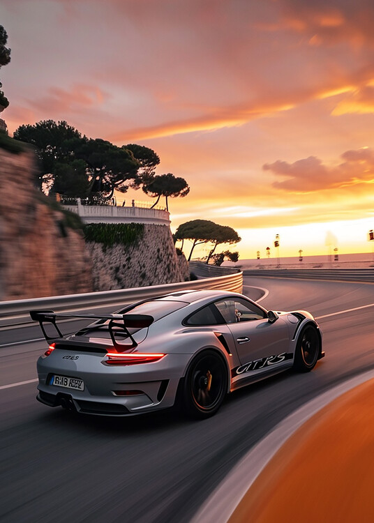 Illustration Sportcar in sunset